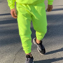 Load image into Gallery viewer, Neon Green Style Men's Fashion Tracksuit Solid 2 Pieces Long Sleeve Hoody+Loose Swearpants Casual Sportsuit Men 2019 Newest OMSJ
