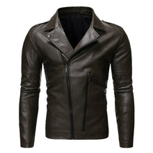 Load image into Gallery viewer, 2020 Men's Leather Jacket zipper design High Quality Leather Brown Men Jacket Faux Leather Men Jacket And Coat jaqueta de couro