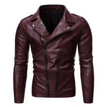 Load image into Gallery viewer, 2020 Men's Leather Jacket zipper design High Quality Leather Brown Men Jacket Faux Leather Men Jacket And Coat jaqueta de couro