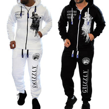Load image into Gallery viewer, ZOGGA Brand Mens Jogger Sets Casual 2 Piece Set Tops with Pants Sweat Suit Print Black White Men Outfits Fashion Tracksuit man
