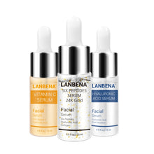 Load image into Gallery viewer, LANBENA Vitamin C +Six Peptides Serum 24K Gold+Hyaluronic Acid Serum Anti Aging Wrinkle Moisturizing Whitening Skin Care @
