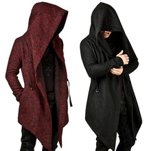 Load image into Gallery viewer, Steampunk Men Gothic Male Hooded Irregular Red Black Trench Vintage Mens Outerwear Cloak Fashion trench coat men X9105
